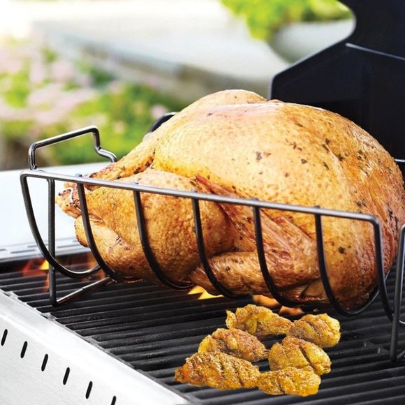 BBQ Rib Rack Non Stick Rib Roast Rack for Grill-Non-Stick Reversible Roast - Picture 7 of 11